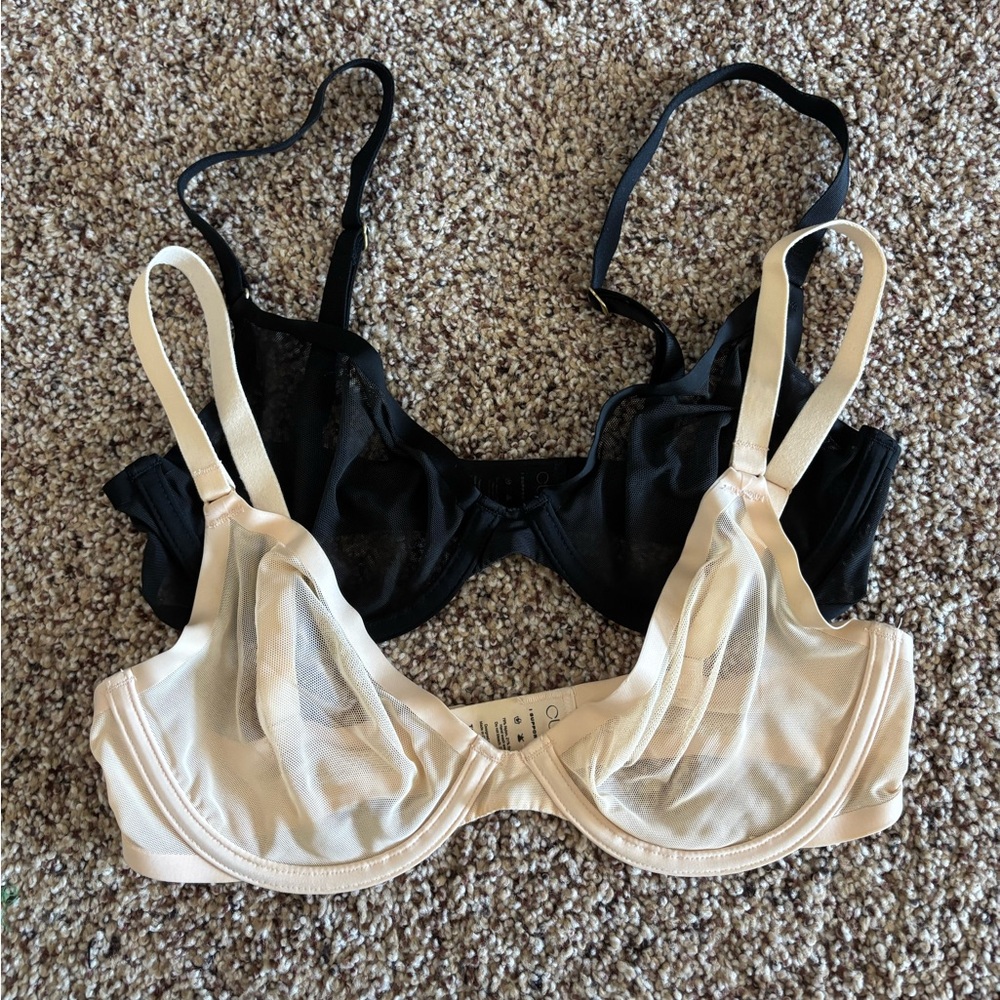 CUUP Size 30 D Sheer Plunge Bras Lingerie